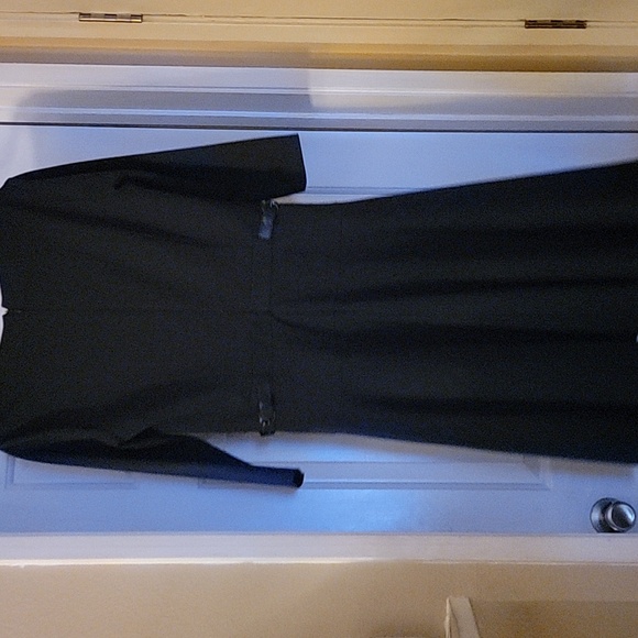 Blue Fit and Flare Dress with 3/4 Sleeves and Scoop Neck - Picture 14 of 16